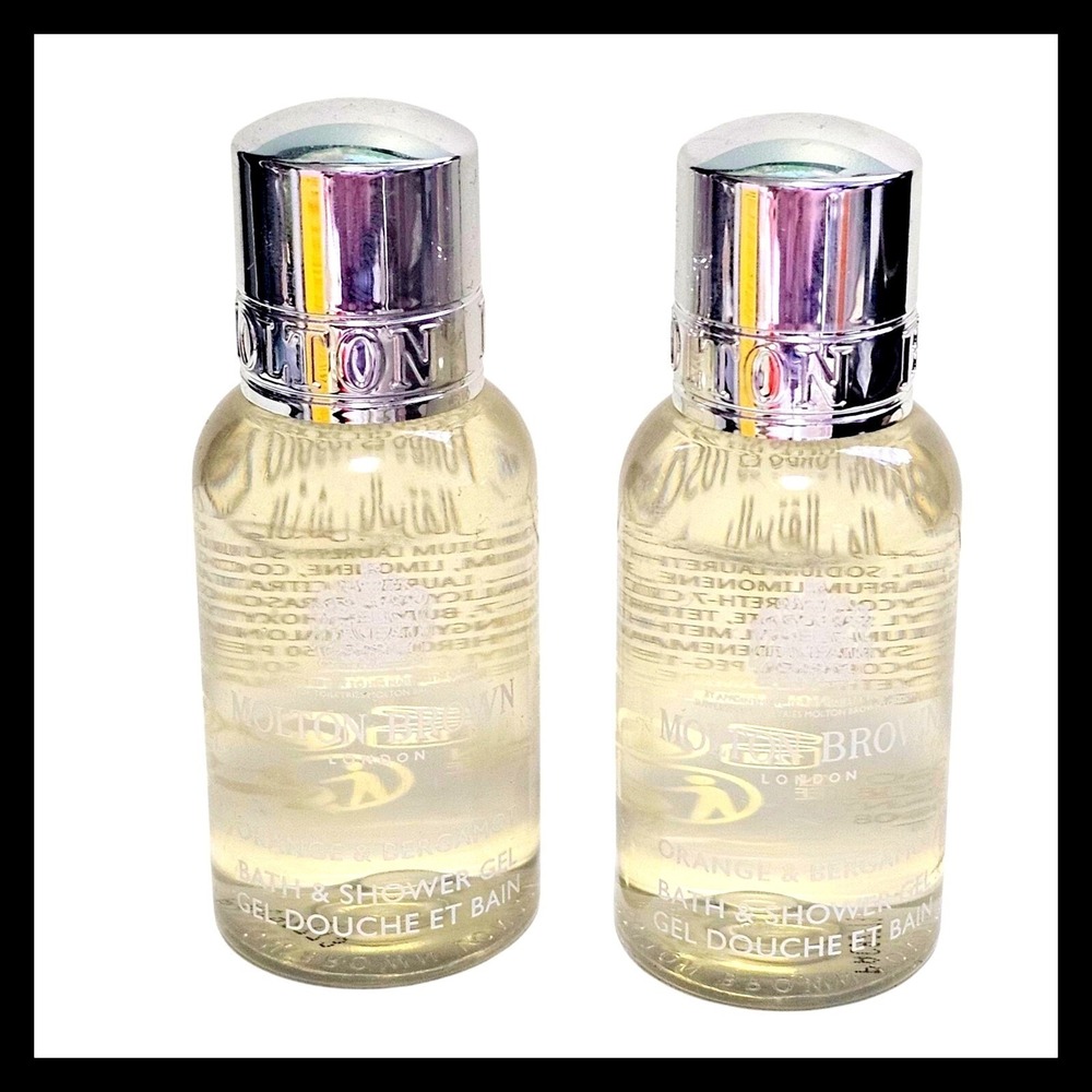2 x Molton Brown ORANGE & BERGAMOT Bath & Shower Gel Travel Size 1 oz / 30 ml